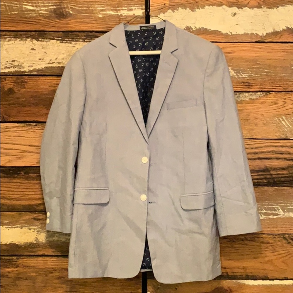 Nautica light & navy blue anchor print suit jacket